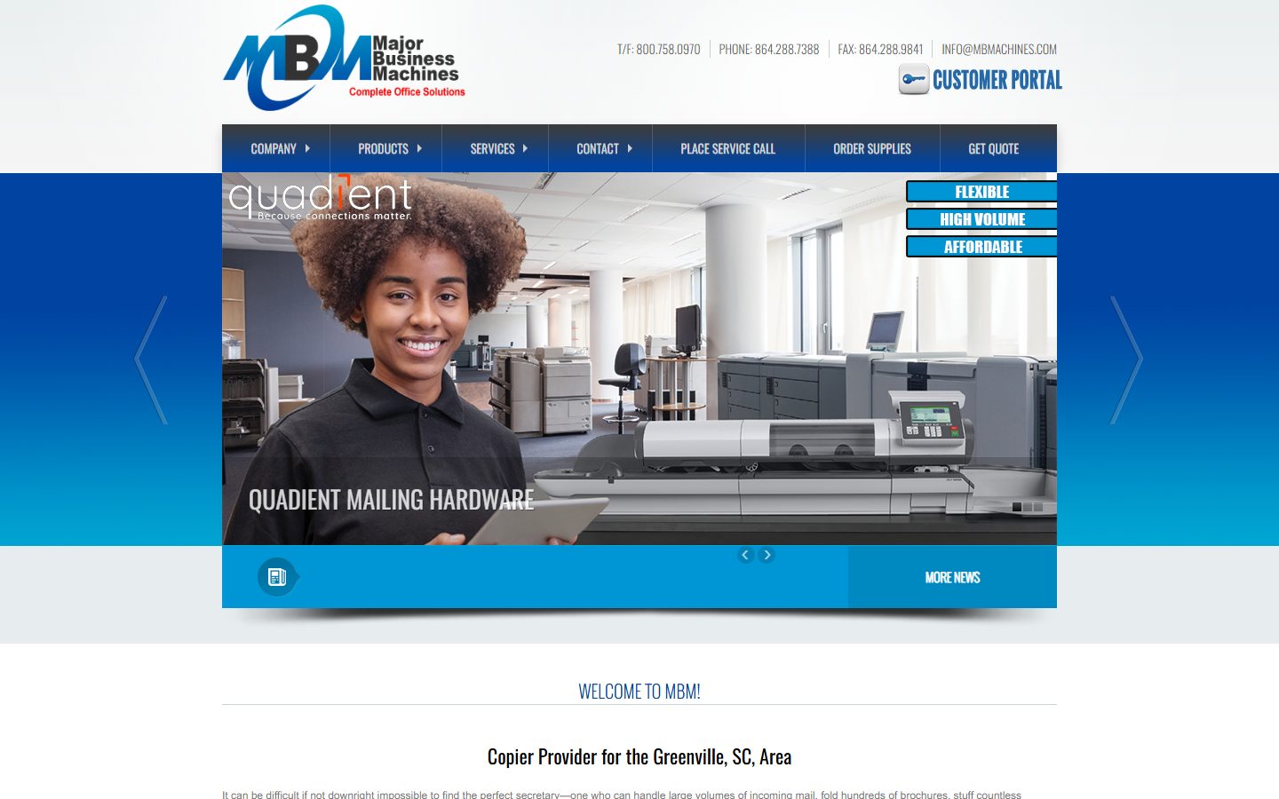 Home page of the Major Business Machines website