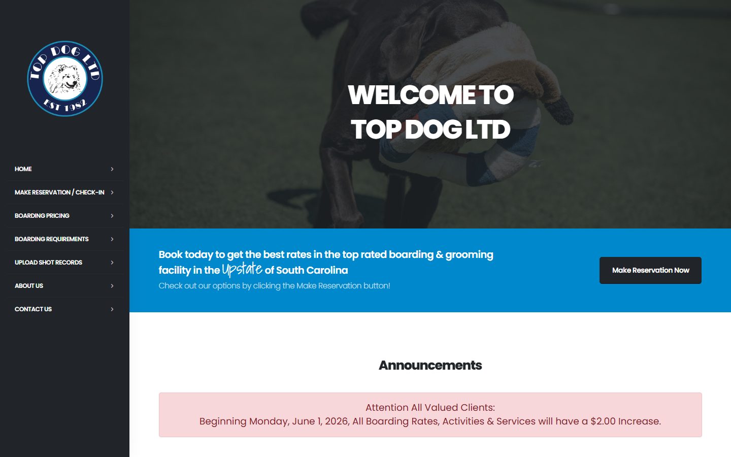 Home page of the Top Dog Ltd website
