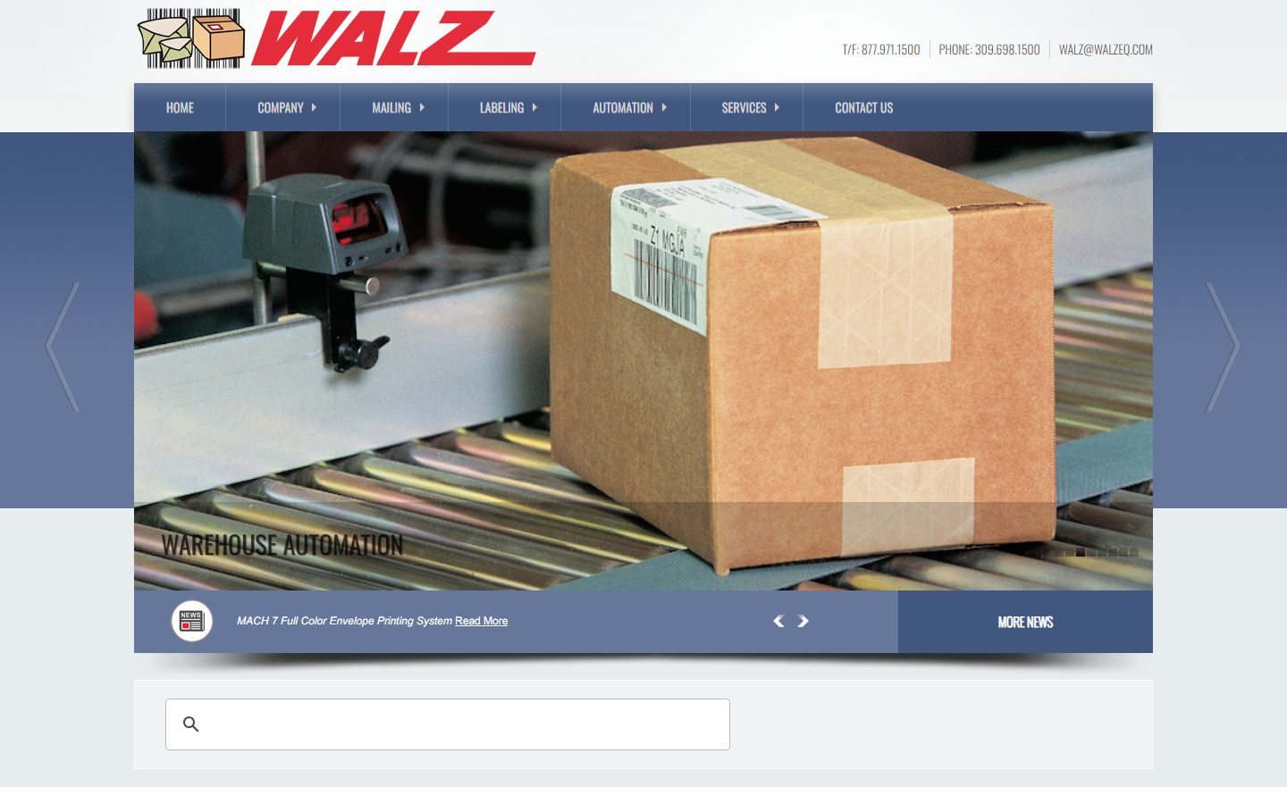 Home page of the Walz Label & Mailing Systems website